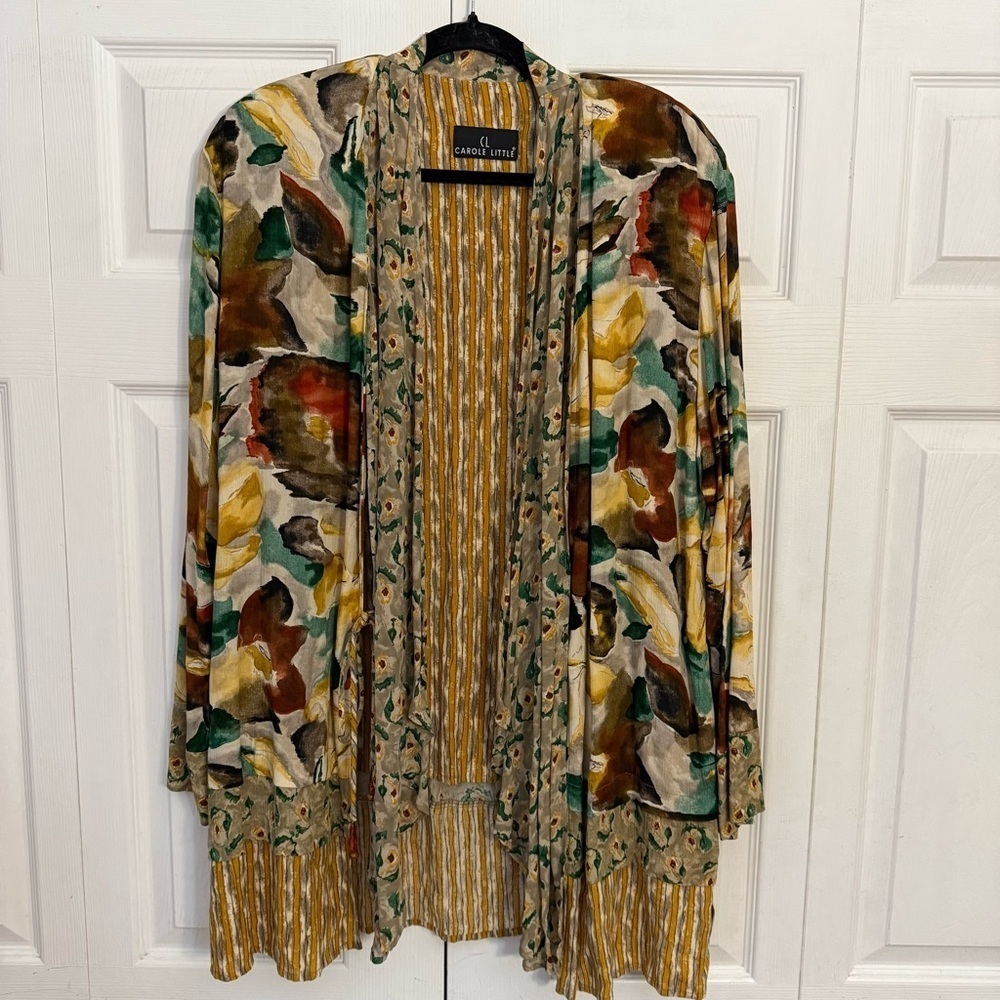 Carole Little Vintage Watercolour Floral Bohemian Silk Kimono One Size